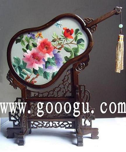 牡丹雙面繡 刺繡小擺件 高級(jí)工藝品