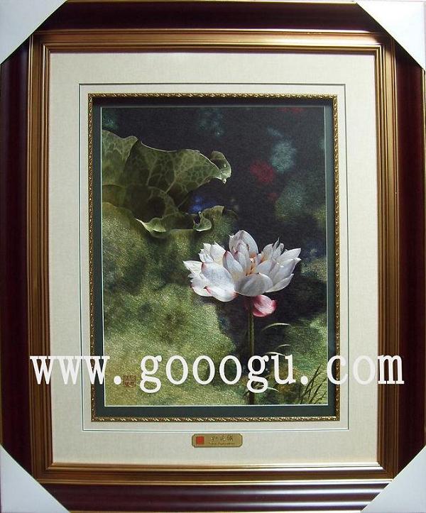 荷花刺繡畫，高檔荷花題材蘇繡畫，蘇繡極品