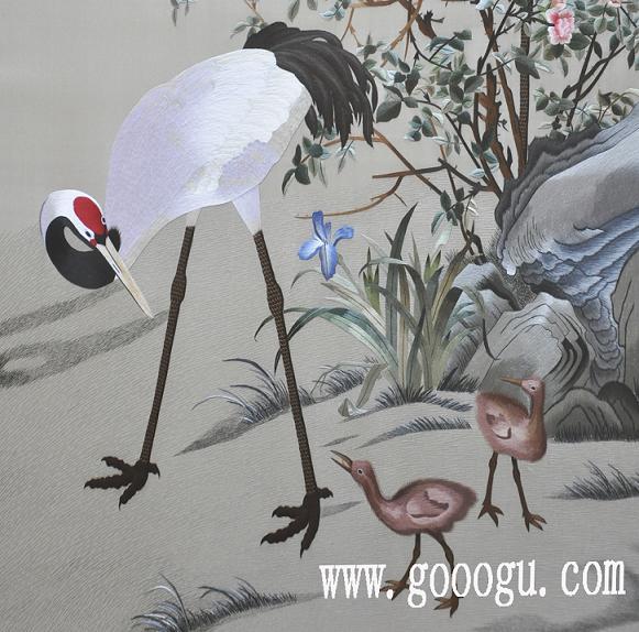 蘇繡精品《花蔭雙鶴圖》，中式裝飾壁畫，古典刺繡畫