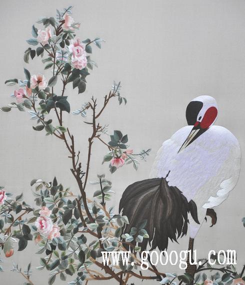 郎世寧《花蔭雙鶴圖》，蘇繡，蘇州刺繡，手工刺繡，高檔刺繡畫