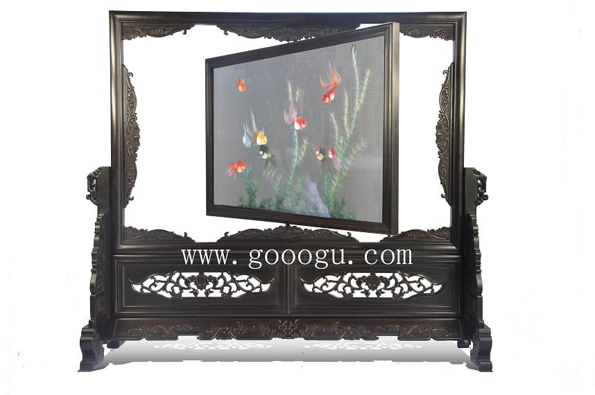 高檔紫檀雙面繡、純手工精品！