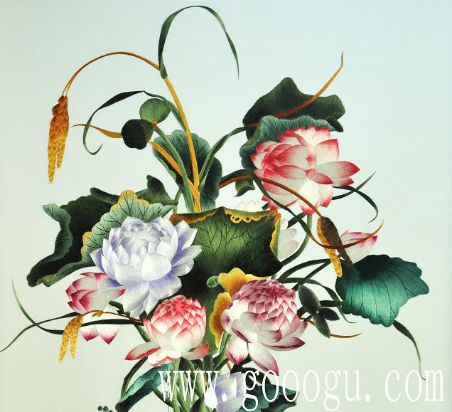 蘇繡精品特寫、繡工精細(xì),線條均勻、層次感鮮明