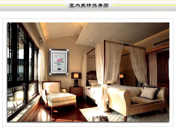 臥室裝飾效果圖、牡丹精品壁畫彰顯奢華！