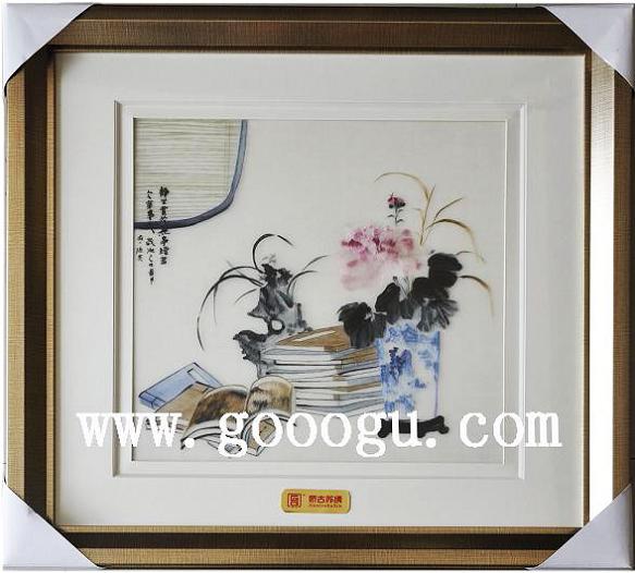 蘇繡靜物畫，手工刺繡線條靜物畫，高檔蘇繡畫