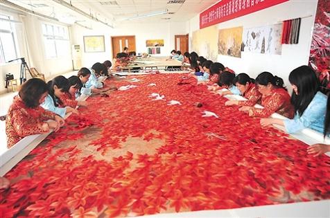 大型刺繡壁畫，大型刺繡屏風(fēng)定制