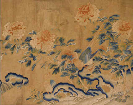 故宮繡品，刺繡收藏品，刺繡牡丹雉雞圖